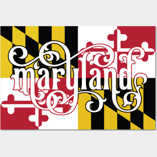 Maryland Flag Script Posters and Art